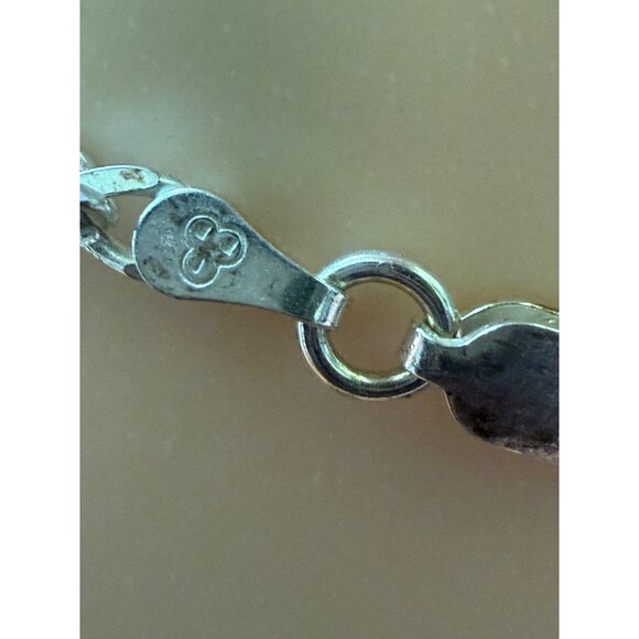 Sterling Figaro Chain Necklace Red Enamel Fruit Charm 18 Inches Italy Marked - Picture 4 of 8